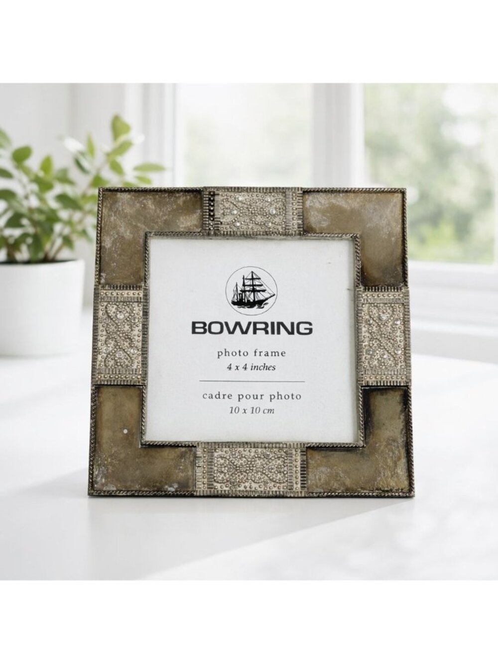 Vintage Bowring Photo Frame‎ With Ornate Metal Detailing & Beaded Accents